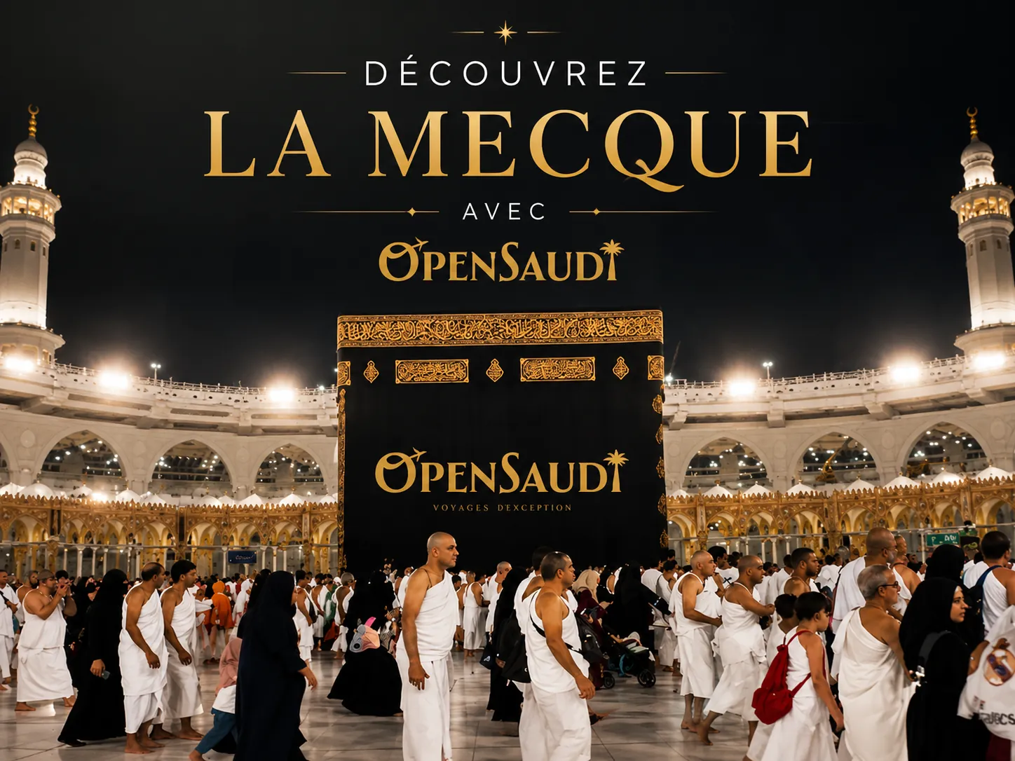 Omra en groupe : pèlerins rassemblés au Haram de La Mecque avec OpenSaudi